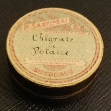 Boite à pilules PHARMACIE P. SANTIPERI Bordeaux vintage CARTON XIXème siècle