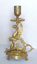 BOUGEOIR ANCIEN BRONZE CHIMÉRE GRIFFON PIED LAMPE A PETROLE OIL LAMP NAPOLÉON 3 