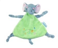 Doudou plat éléphant gris