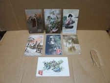 JOYEUX NOEL ensemble de 7 cartes fantaisies Belle Epoque femmes enfants