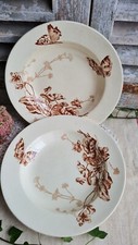 2 ANCIENNES ASSIETTES CREUSES PAPILLON  JULES VEILLARD &C BORDEAUX TERRE DE FER
