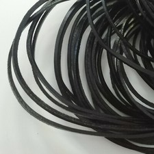 LOT de 2 METRES - 2M FIL LACET CORDON PLAT vrai CUIR NOIR larg 3mm épaiss. 2mm