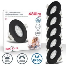 5x LED Spot salle de bain plat encastrable dimmable spots de plafond noir IP65