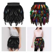 Femmes Plume Frange Mini Jupe