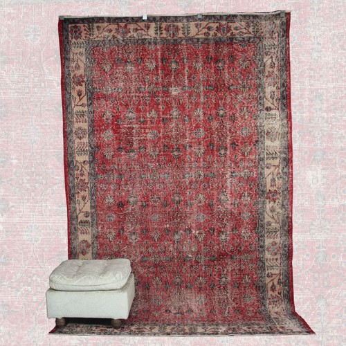 Tapis oushak rouge vintage - oushak, 5
