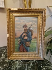 Peinture Ancienne Encadrée Représentant Un Militaire
