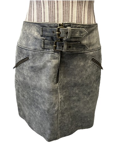 Mini jupe cuir gris - mini, marbre