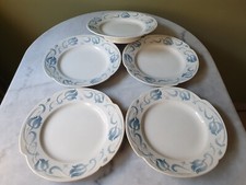 Art Nouveau 5 Assiettes (dont 1 sur pied ) Faïence U&C Sarreguemines Tircis