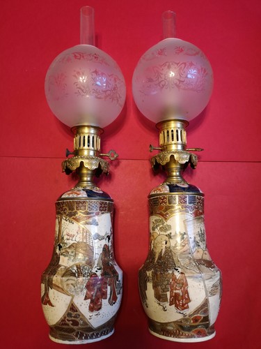 Pair oil lamp paire lampes - lamp,