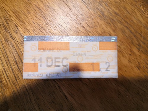 Ticket carte orange - 1, de