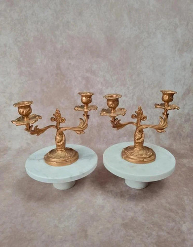 Paire bougeoirs anciens - paire, de