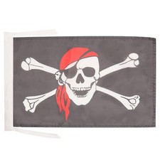 - Drapeau Pirate foulard rouge - 45x30 cm - Pavillon Corsaire Avec Bandana 10...