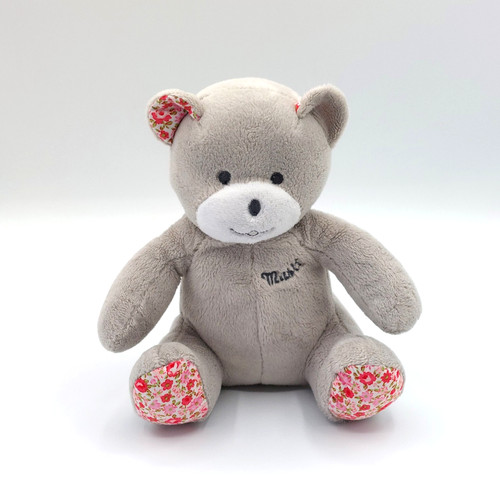 Peluche doudou ours gris blanc