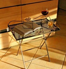 Table D'Appoint Blum-Côté En Style Antique Brun Avec Ornements D'Or Pièce Unique