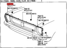 AUTHENTIQUE MOULURE TOYOTA OEM COROLLA TRUENO KE3*,5*,TE3*47,51 REF 75780-19035
