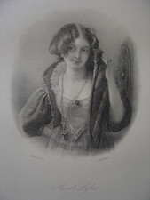 Très belle gravure Portrait ANNETTE LYLE Walter Scott Légende de Montrose c1840