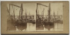 FRANCE Marseille Voiliers dans le Vieux Port c1858 Photo Stereo Albumine Vintage