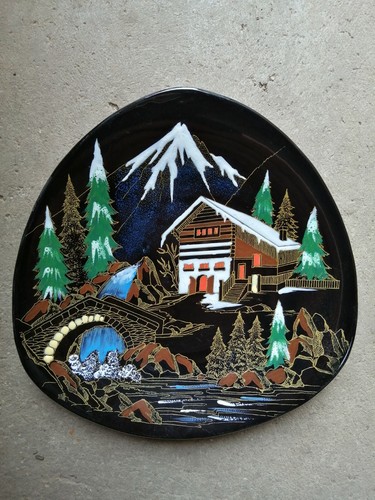 Assiette émaux longwy noire - Émaux,