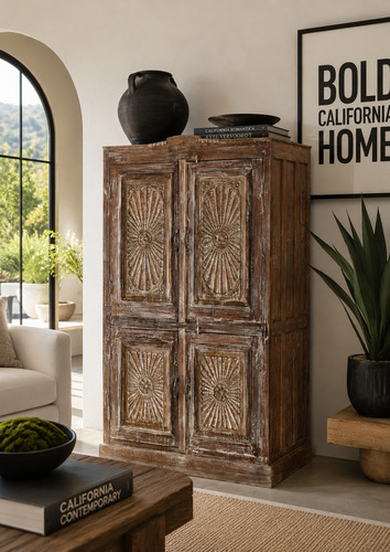 Antique carved wood - carved, cabinet