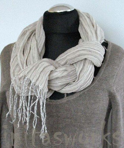 Foulard naturel lin rayé - en,