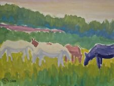 Francois DIANA (1903-1993) - Chevaux au Pré - Gouache Marseille Provence