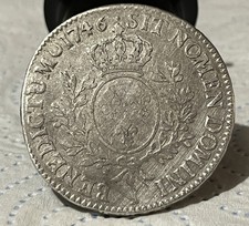 Très Rare Louis XV écu au bandeau 1746 Y Bourges TB Écu Aux Branches D Olivier