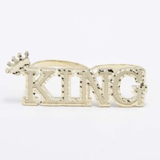 Bague À Deux Doigts En Or Jaune 10K Avec Découpe De Diamant "KING"