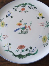 Grand plat GIEN décor Oiseaux de Paradis plat à tarte dessert  32,5 cm