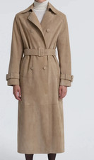 Trench femme beige en cuir
