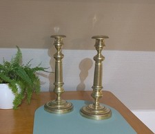 Paire de chandeliers anciens en laiton massif – 465g chacun – Style Empire