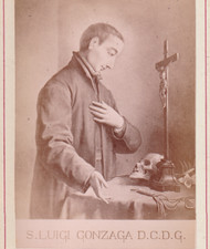 PHOTO CABINET  1870 S LUIGI GOZAGA D.C.D.G. SAINT LOUIS DE GONZAGUE 16 X 10 cm