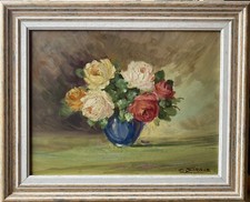 Huile sur isorel Bouquet de
