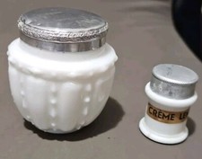 Cosmétique ancienne 2 Pots Crème En Verre