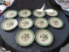 LOT DE 10 ASSIETTES A DESSERT FAIENCE DE PEXONNE DECOR DE CERISES