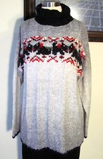 Susan Bristol Acrylic Wool Blend Grey and Black Turtle neck Sweater Size S