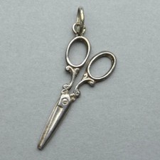 French, Antique Silver Pendent. Embroidery Scissors. Embroider. Little Medal