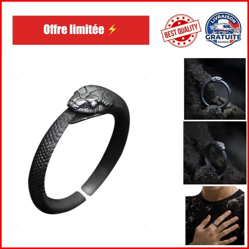 Bague ajustable serpent - serpent, noir