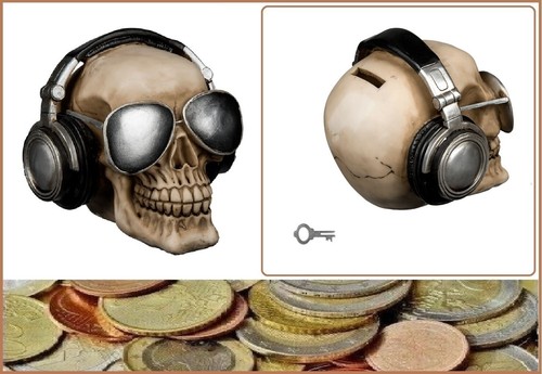 Tirelire tête mort casque - de,