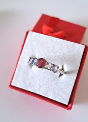 Bague rubis tanzanite argent