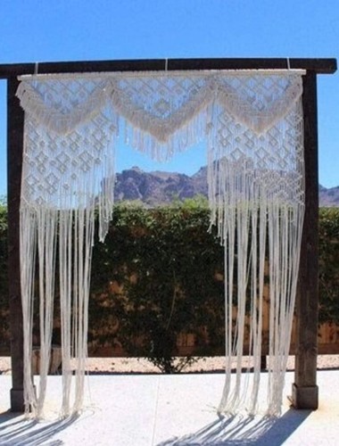 Cotton macrame large curtain - macrame,