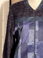 BLOUSON CARDIGAN PAUSE CAFE 46/48 PLURI MATIERES MARINE CHEVRONS BLEU VIOLINE