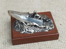 sculpture bronze argenté design HORS-BORD trophy ? presse-papier paperweight