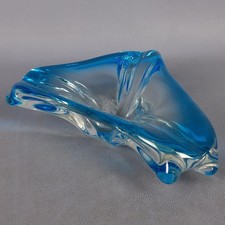 Cendrier Verre Murano Antonio Da Ros Cenedese Sommerso Blu Vintage Ans 70