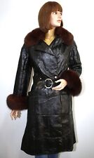 RARE French Vintage 60/70s Long Vinyl/Fur Brown Coat DIOR BOUTIQUE FUR 42FR 10US