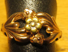BAGUE ROMANTIQUE 1900 plaqué OR 3 FLEURS VOLUTES ART NOUVEAU T: 51