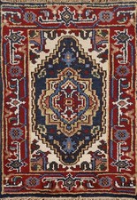 Bleu Marine Indien Accent Tapis 2x3 Main Laine Géométrique Traditionnel pour