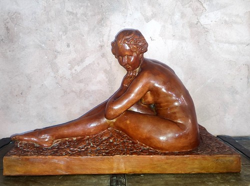 Terre cuite patiné - terre, femme