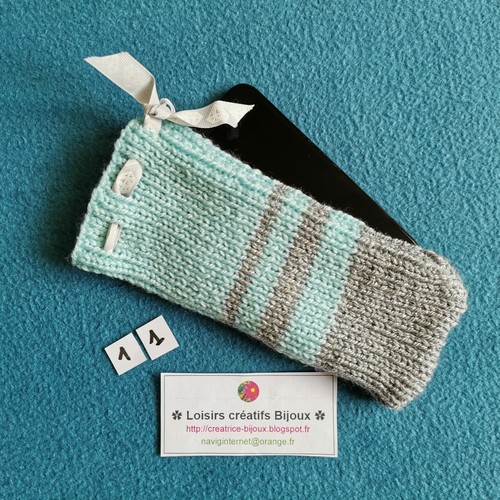 Pochette laine tricotée - laine,