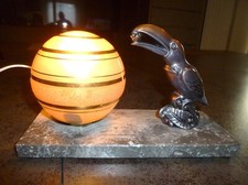 VEILLEUSE LAMPE TOUCAN REGULE TEDD SUR MARBRE ART DECO