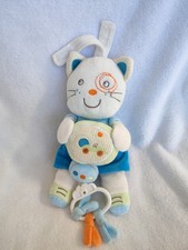 Doudou  chat bleu blanc vert